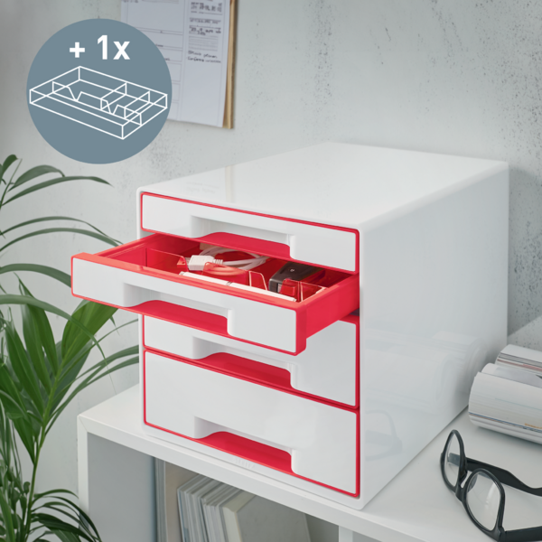 Buc de cajones WOW CUBE de Leitz Rojo 2x An. x Al. x Pr.: 245 x 34 x 325 mm, 2x 245 x 71 x 325 mm A4 Maxi