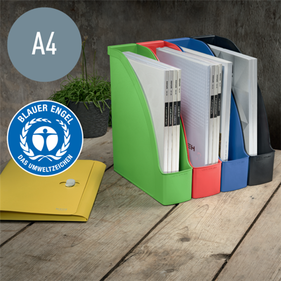 Revistero Leitz Recycle, con CO2 compensado Azul claro A4+