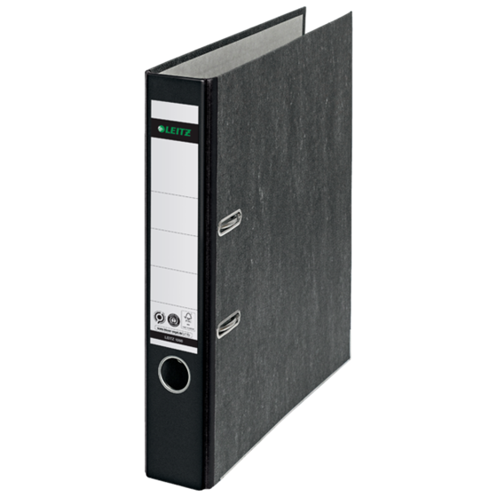 Archivador De Palanca Clásico Jaspeado 180º Leitz, Co2 Compensado, 100% Cartón Reciclado Negro