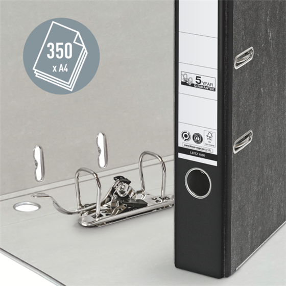 Archivador De Palanca Clásico Jaspeado 180º Leitz, Co2 Compensado, 100% Cartón Reciclado Negro