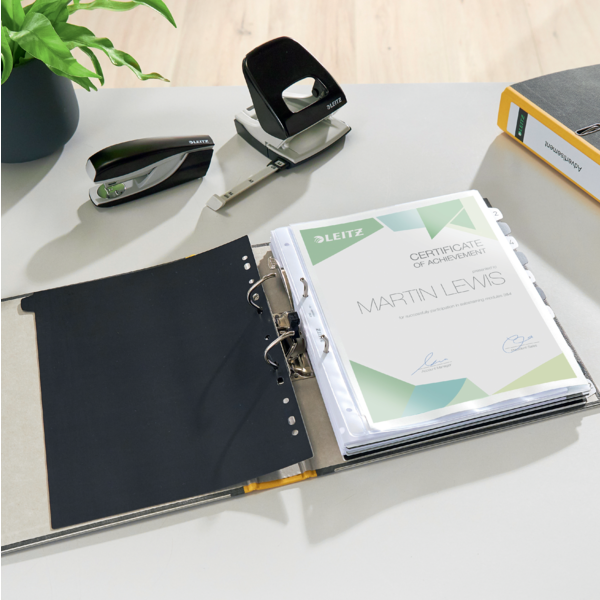 Archivador De Palanca Clásico Jaspeado 180º Leitz, Co2 Compensado, 100% Cartón Reciclado Amarillo