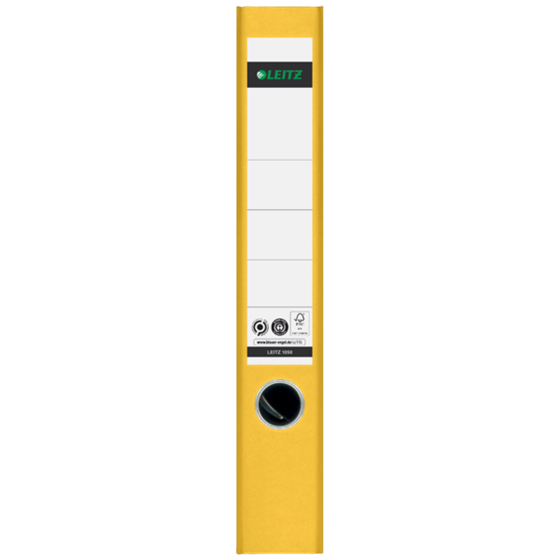Archivador De Palanca Clásico Jaspeado 180º Leitz, Co2 Compensado, 100% Cartón Reciclado Amarillo