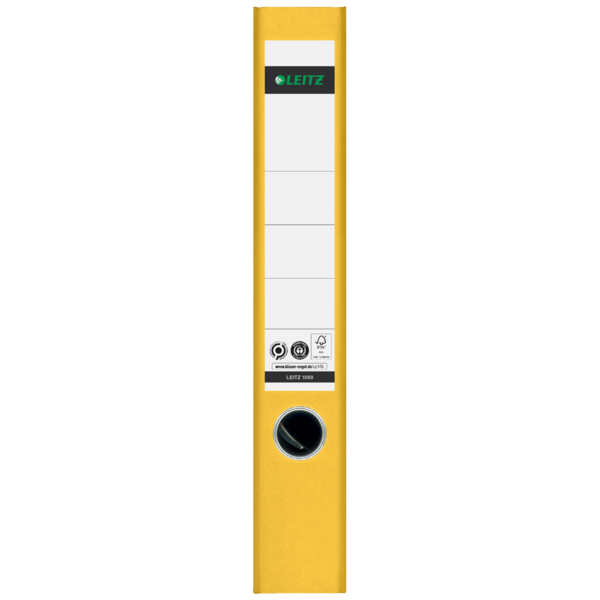 Archivador De Palanca Clásico Jaspeado 180º Leitz, Co2 Compensado, 100% Cartón Reciclado Amarillo