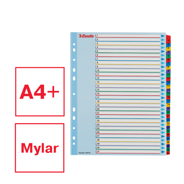 Índices Proyectos Borra Y Reescribe Multicolor 1-31 A4 Maxi