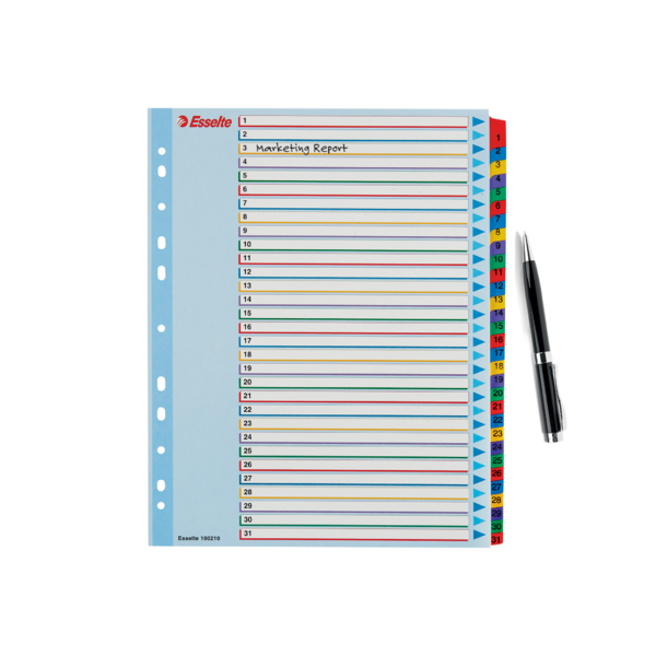 Índices Proyectos Borra Y Reescribe Multicolor 1-31 A4 Maxi