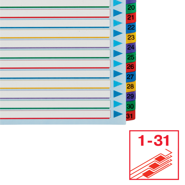 Índices Proyectos Borra Y Reescribe Multicolor 1-31 A4 Maxi