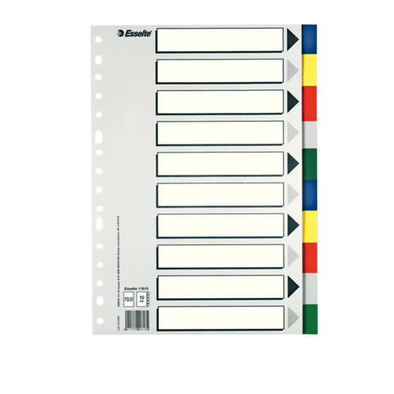 Separadores De Plástico  10 Pestañas En Blanco Folio