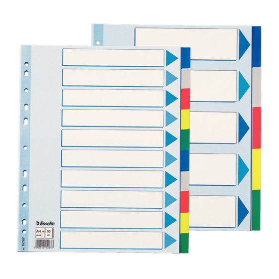 Separadores De Plástico Multicolor 5 Pestañas En Blanco A4