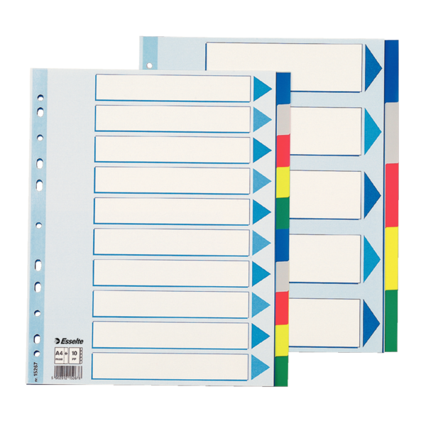 Separadores De Plástico Multicolor 5 Pestañas En Blanco A4
