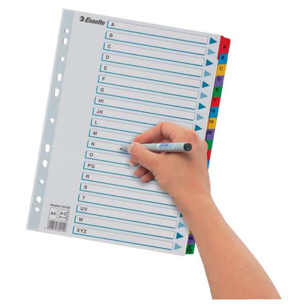 Abecedario De Cartón Mylar Con Carátula Índice Multicolor A-Z A4