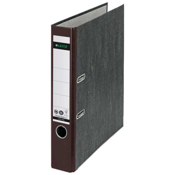Archivador De Palanca Clásico Jaspeado 180º Leitz, Co2 Compensado, 100% Cartón Reciclado Marrón