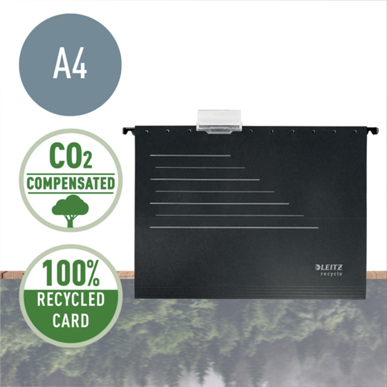 Carpeta Colgante De Cartón Alpha® Leitz Recycle, Co2 Compensado Negro