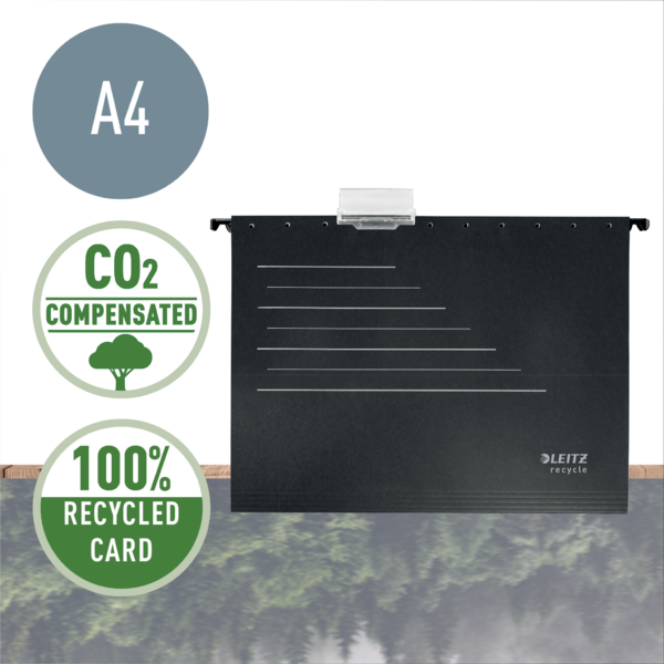 Carpeta Colgante De Cartón Alpha® Leitz Recycle, Co2 Compensado Negro