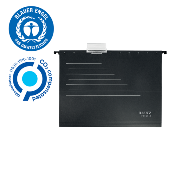 Carpeta Colgante De Cartón Alpha® Leitz Recycle, Co2 Compensado Negro