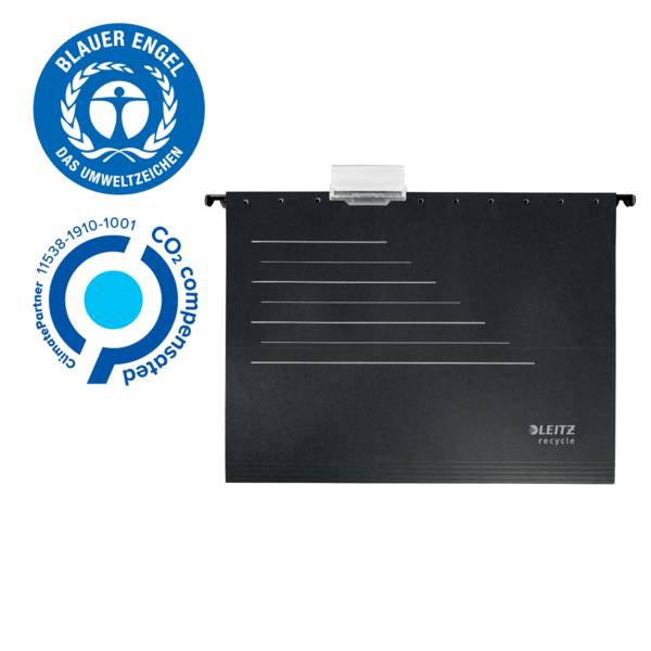 Carpeta Colgante De Cartón Alpha® Leitz Recycle, Co2 Compensado Negro