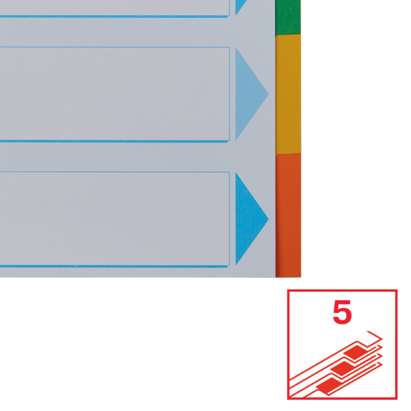 Separadores Cartón Multicolor 5 Pestañas En Blanco A4