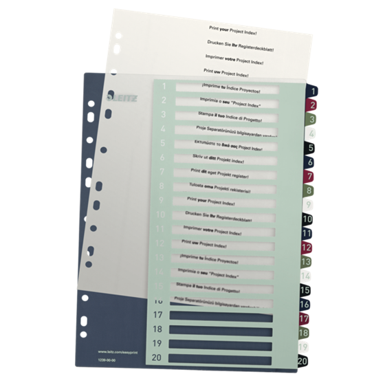 Índice Imprimible Style De Leitz, De PP, Extraancho  1-20 A4 Maxi