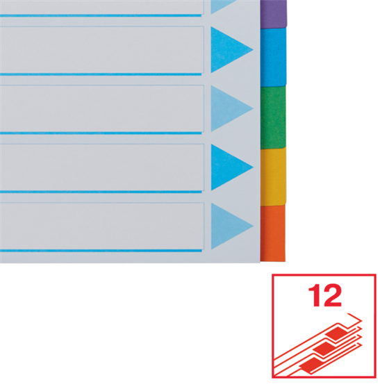 Separadores Cartón Multicolor 12 Pestañas En Blanco A4