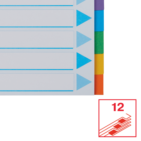 Separadores Cartón Multicolor 12 Pestañas En Blanco A4