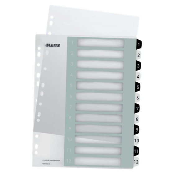 Índice Imprimible Wow De Leitz, De PP, Extra Ancho Multicolor 1-12 A4 Maxi