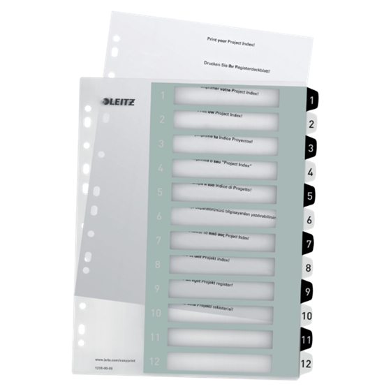 Índice Imprimible Wow De Leitz, De PP, Extra Ancho Multicolor 1-12 A4 Maxi