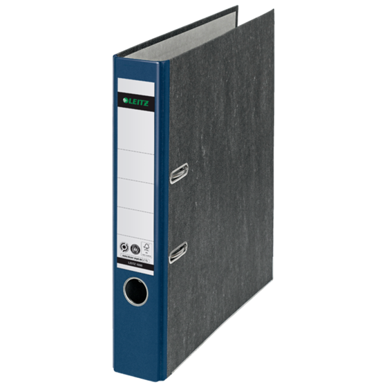Archivador De Palanca Clásico Jaspeado 180º Leitz, Co2 Compensado, 100% Cartón Reciclado Azul