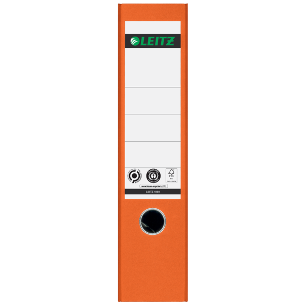 Archivador De Palanca Clásico Jaspeado 180º Leitz, Co2 Compensado, 100% Cartón Reciclado Naranja A4 Lomo: 80 Mm.
