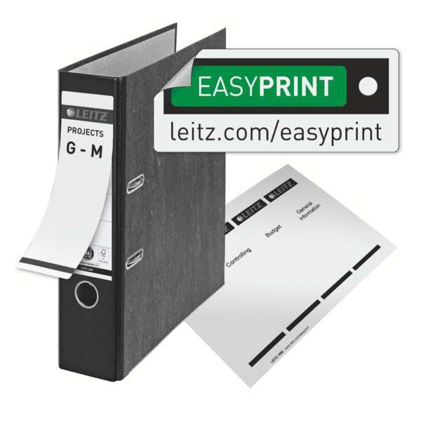 Archivador De Palanca Clásico Jaspeado 180º Leitz, Co2 Compensado, 100% Cartón Reciclado Gris A4 Lomo: 80 Mm.