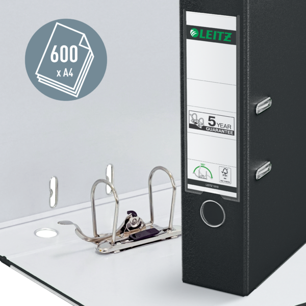 Archivador De Palanca Leitz 180° De Plástico, 90% Cartón Reciclado, 30% Plástico Reciclado Preconsumo Negro A4 Lomo: 80 Mm.