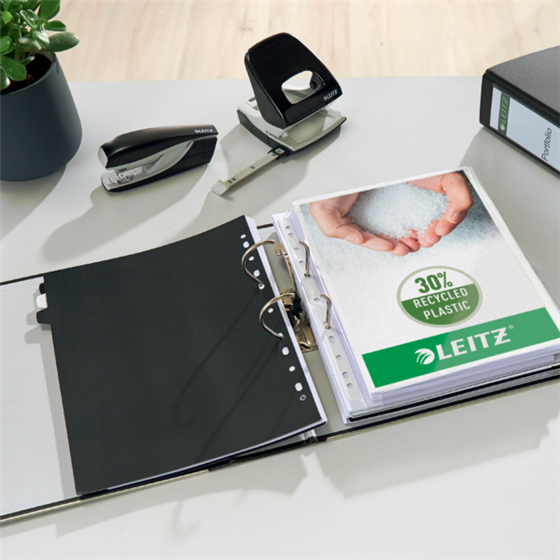 Archivador De Palanca Leitz 180° De Plástico, 90% Cartón Reciclado, 30% Plástico Reciclado Preconsumo Negro A4 Lomo: 80 Mm.