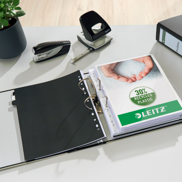 Archivador De Palanca Leitz 180° De Plástico, 90% Cartón Reciclado, 30% Plástico Reciclado Preconsumo Negro A4 Lomo: 80 Mm.