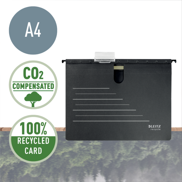 Dosier Fástener Colgante De Cartón Alpha® Leitz Recycle, Co2 Compensado Negro