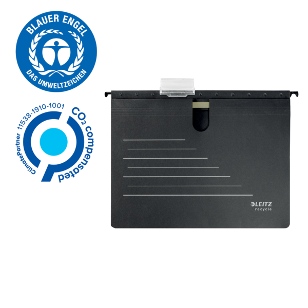 Dosier Fástener Colgante De Cartón Alpha® Leitz Recycle, Co2 Compensado Negro
