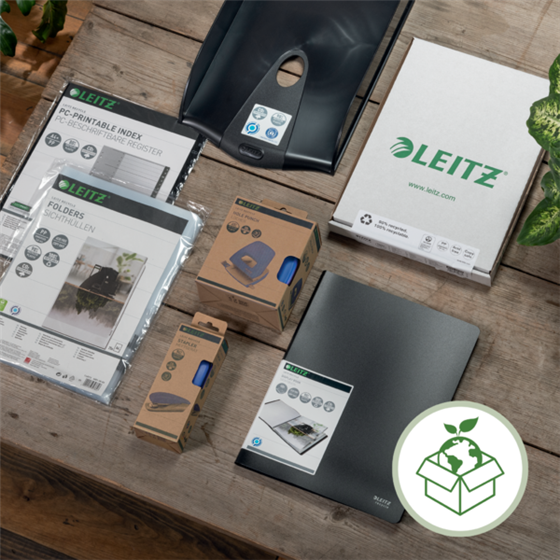Dosier Fástener Colgante De Cartón Alpha® Leitz Recycle, Co2 Compensado Negro