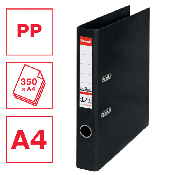 Archivador De Palanca De PP N.º 1 De Esselte Vivida Negro A4 Lomo: 50 Mm.