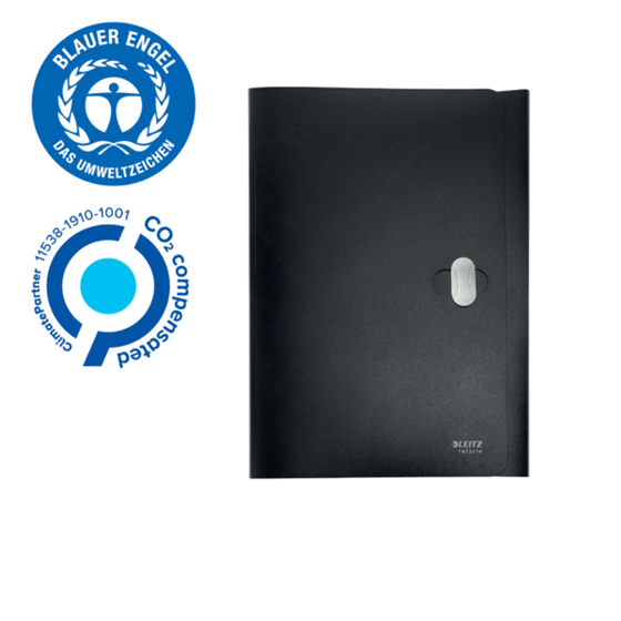 Carpeta De 3 Solapas Leitz Recycle, Co2 Compensado Negro A4