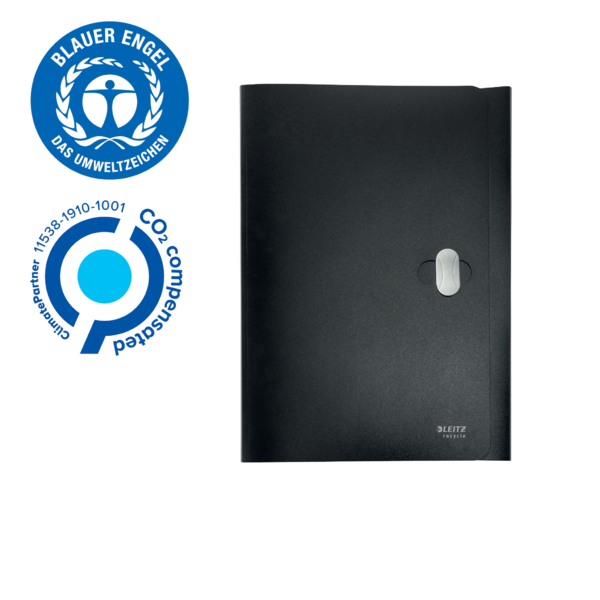 Carpeta De 3 Solapas Leitz Recycle, Co2 Compensado Negro A4