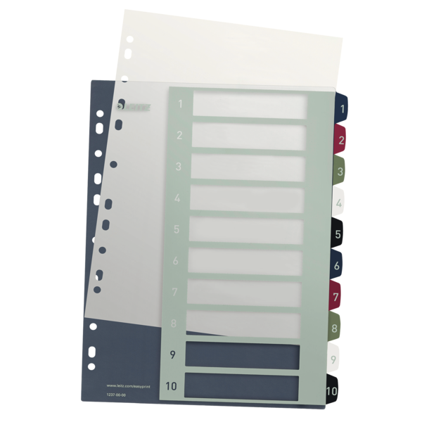 Índice Imprimible Style De Leitz, De PP, Extraancho  1-10 A4 Maxi