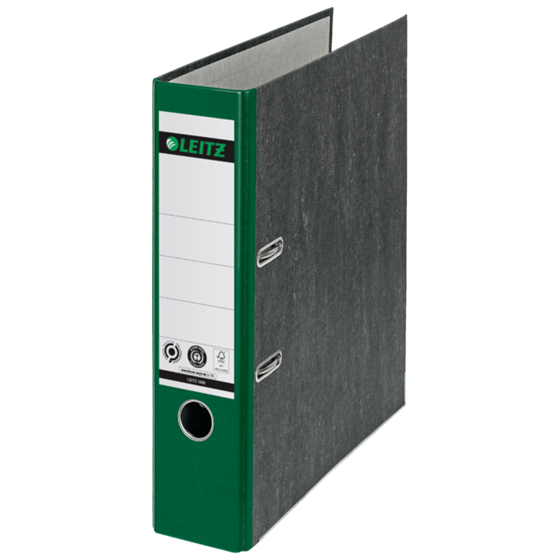 Archivador De Palanca Clásico Jaspeado 180º Leitz, Co2 Compensado, 100% Cartón Reciclado Verde A4 Lomo: 80 Mm.