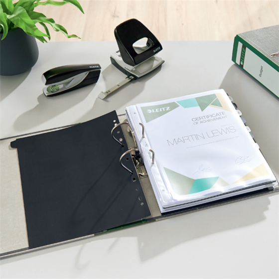 Archivador De Palanca Clásico Jaspeado 180º Leitz, Co2 Compensado, 100% Cartón Reciclado Verde A4 Lomo: 80 Mm.