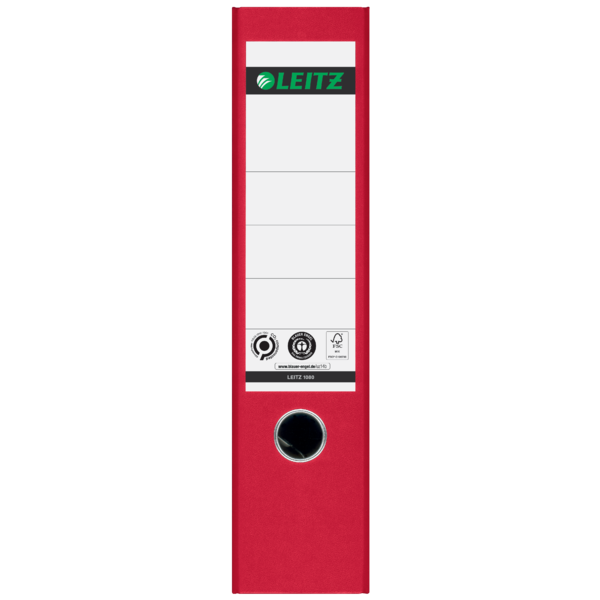 Archivador De Palanca Clásico Jaspeado 180º Leitz, Co2 Compensado, 100% Cartón Reciclado Rojo A4 Lomo: 80 Mm.