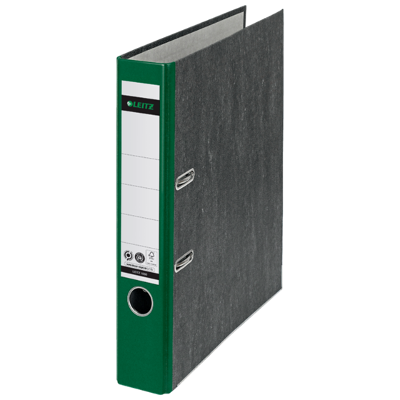 Archivador De Palanca Clásico Jaspeado 180º Leitz, Co2 Compensado, 100% Cartón Reciclado Verde