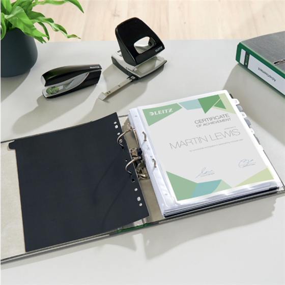 Archivador De Palanca Clásico Jaspeado 180º Leitz, Co2 Compensado, 100% Cartón Reciclado Verde