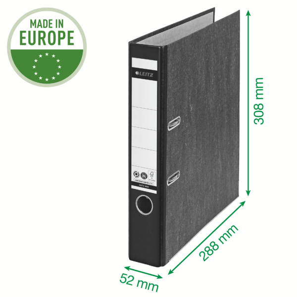 Archivador De Palanca Clásico Jaspeado 180º Leitz, Co2 Compensado, 100% Cartón Reciclado Verde