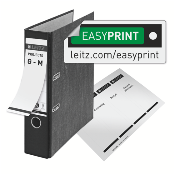 Archivador De Palanca Clásico Jaspeado 180º Leitz, Co2 Compensado, 100% Cartón Reciclado Amarillo A4 Lomo: 80 Mm.