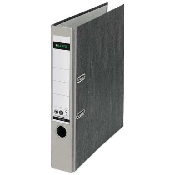 Archivador De Palanca Clásico Jaspeado 180º Leitz, Co2 Compensado, 100% Cartón Reciclado Gris