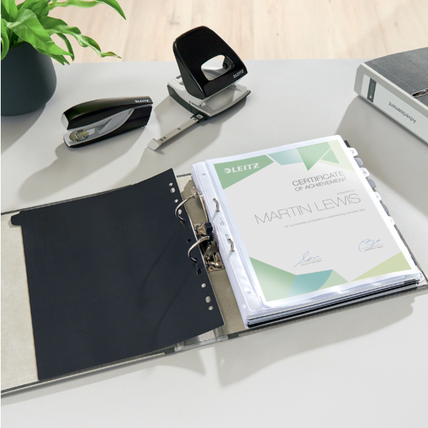 Archivador De Palanca Clásico Jaspeado 180º Leitz, Co2 Compensado, 100% Cartón Reciclado Gris