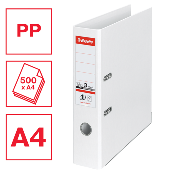 Archivador De Palanca De PP N.º 1 De Esselte Vivida Blanco A4 Lomo: 75 Mm.