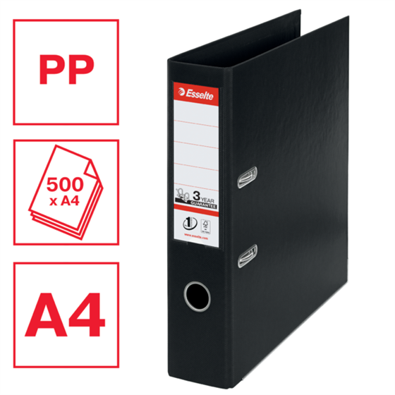 Archivador De Palanca De PP N.º 1 De Esselte Vivida Negro A4 Lomo: 75 Mm.