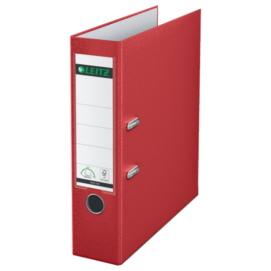 Archivador De Palanca Leitz 180° De Plástico, 90% Cartón Reciclado, 30% Plástico Reciclado Preconsumo Rojo A4 Lomo: 80 Mm.